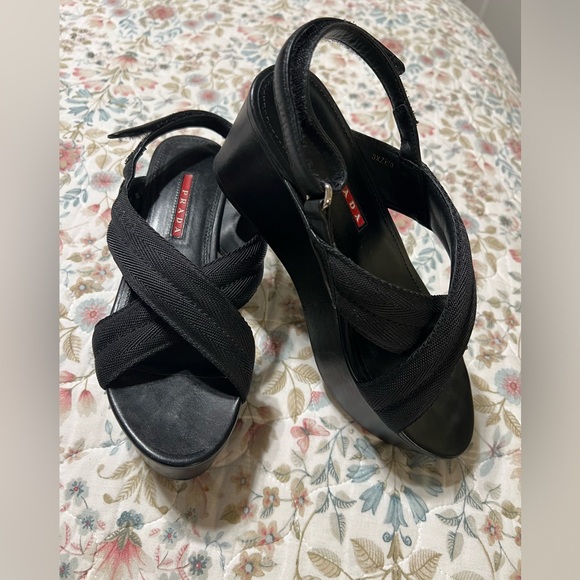 VINTAGE PRADA PLATFORM SANDALS 6 US / 36 EU - Picture 4 of 12